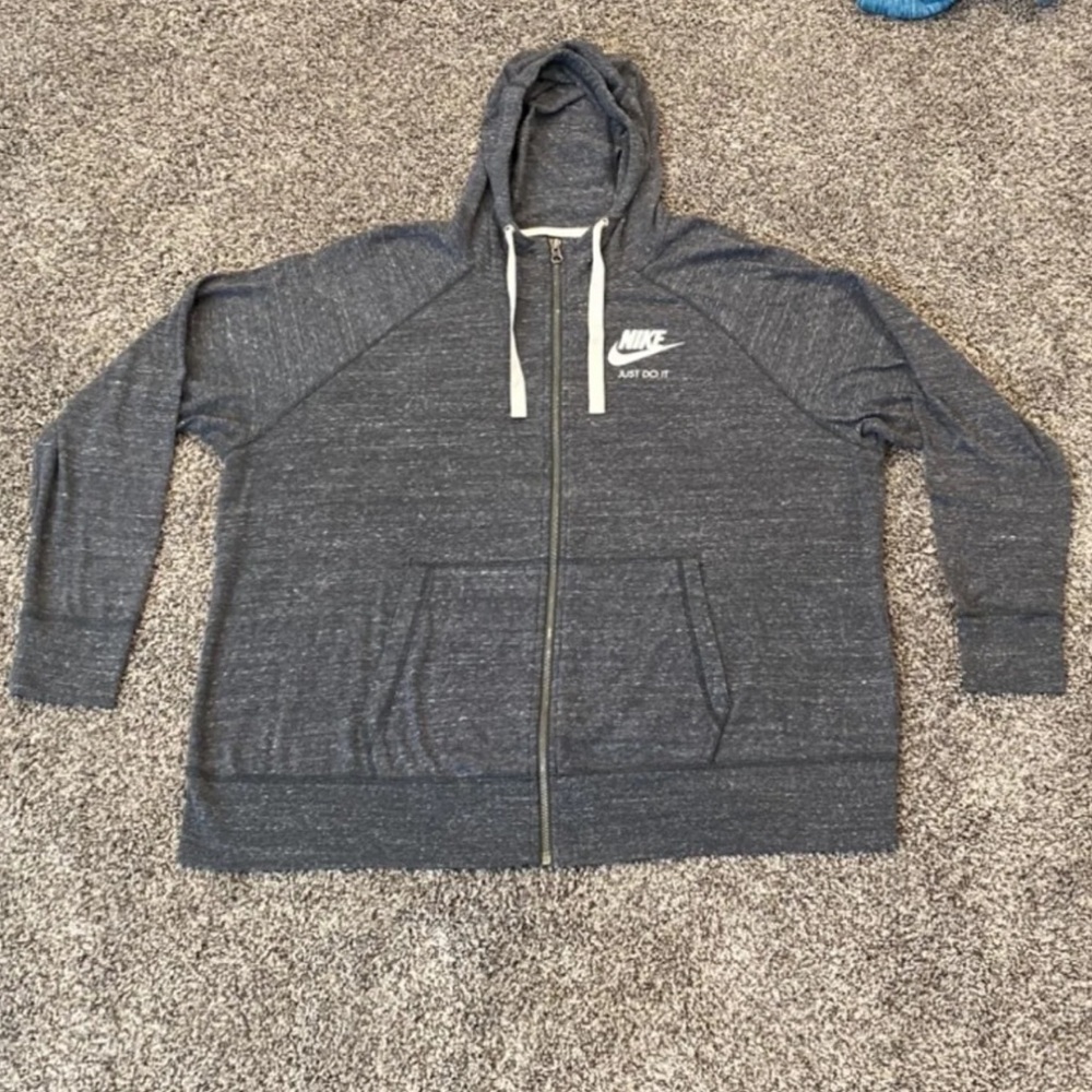 Nike Gray And White Zip Up Hoodie